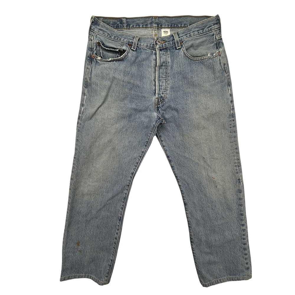 Vintage Levis 501 Jeans Mens 34x30 Button Fly Light Wash Y2K Denim 00501-0193